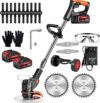 Electric Weed Wacker Cordless Weed Trimmer,Battery Powered with ，2*21V 4.0Ah Electric Weed Eater Brush Cutter with 3 Types Blades, Adjustab…