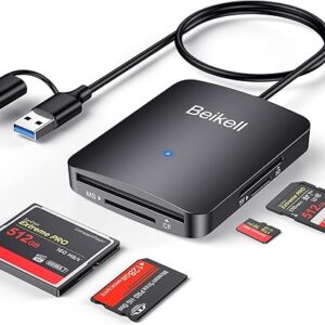 SD Card Reader, Beikell 4 in 1 Dual Connector (USB&USB C) USB C to Micro SD Memory Card Reader OTG Adapter -Supports SD/SDHC/SDXC/MMC/Micro…