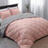 Basic Beyond Queen Comforter Set – Pink and Grey Comforter Set Queen, Reversible Bed Comforter Queen Set for All Seasons, Baby Pink/Grey, 1…