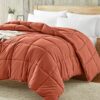Homelike Moment Comforters Queen Size – Orange Duvet Insert Down Alternative Bed Queen Comforter, Lightweight Bedding Comforter Full Size Q…