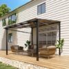 Garvee 10×10 Ft Outdoor Lean to Gazebo, Wall Mounted Patio Hardtop Gazebo Pergola with Polycarbonate Roof, Upgraded Steel Frame Hardtop Pav…