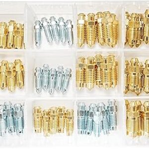 90 PCS 18 Types Brake Valve Screw Assortment, Brake Caliper & Wheel Cylinder Bleeder Screw, Standard SAE & Metric Bleeding Screws Bleed Kit…